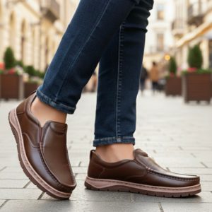 ZB leather casual shoes chocolate